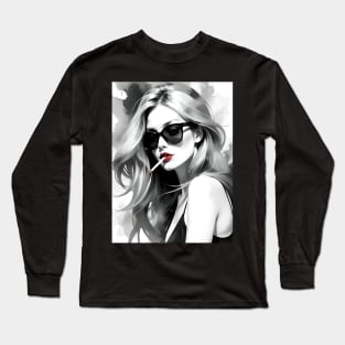 Monochromatic Red Lips Long Sleeve T-Shirt